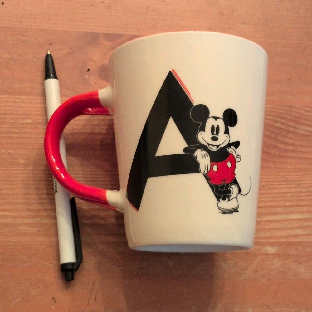 Disney Mickey Mouse Letter A Mug Red & White Dishwasher Microwave Safe